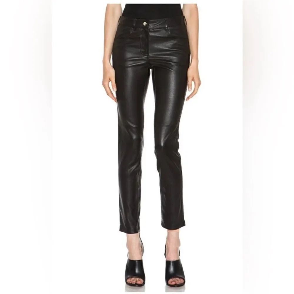 Givenchy Black Cropped Leather skinny Pants, S